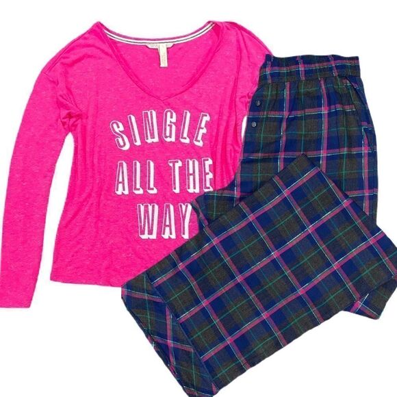 Victoria's Secret Henley Top Flannel Pajama Set - Picture 2 of 7